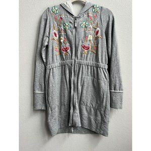 Envy’s‎ Tree Longline Zip Up Hoodie w/Floral Embroidery size Small
